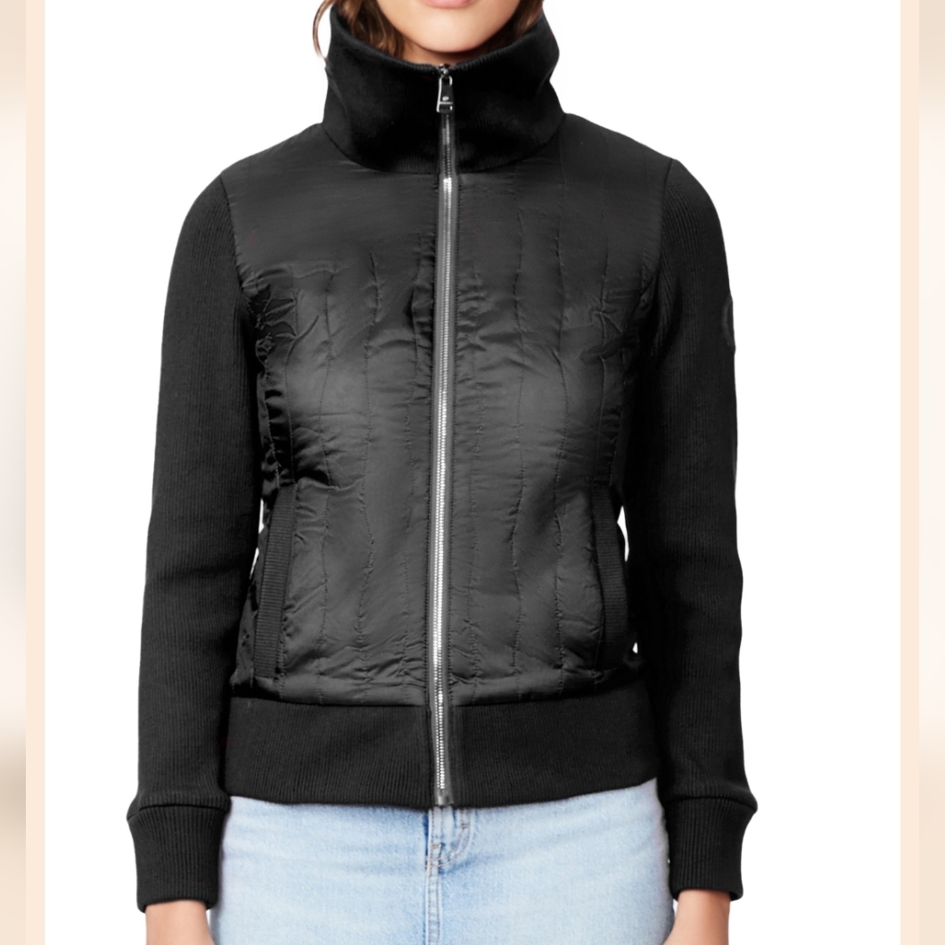 Bernardo Wave Quilt Jacket Black, Size Large